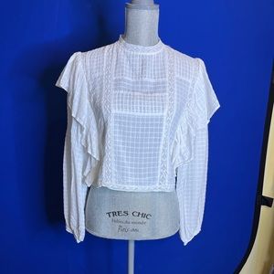 Zara Peasant Blouse Mock Neck (US M)